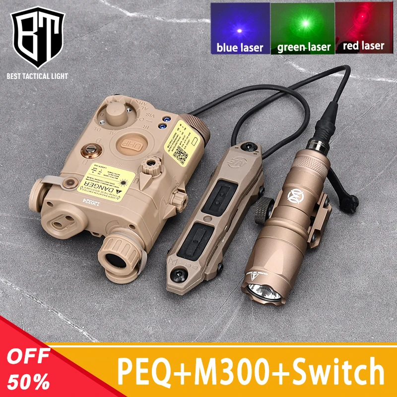 

WADSN PEQ15 LA-5B Red Green Blue Dot Sight Laser Hunting Airsoft Surefir M300 Flashlight With Dual Pressure Switch Fit 20mm Rail