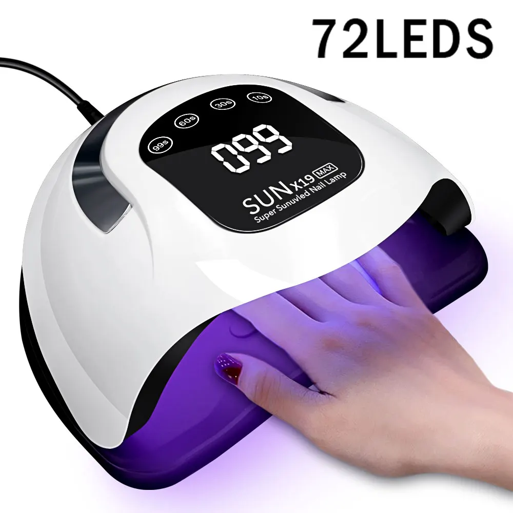 nail lamp X19 MAX UV LED Nail Drying Lamp Professional UV Nail Art Dryer 72 Beads Fast Curing Gel Polish Lamp
