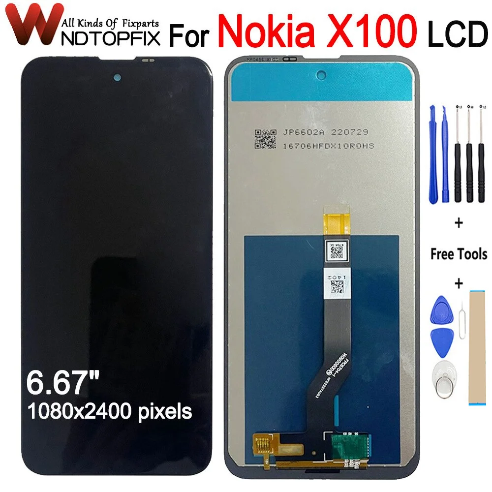 ЖК-дисплей 6,67 дюйма для Nokia X100, сенсорный экран с дигитайзером в сборе, запасные части, протестированная работа, ЖК-экран для NokiaX100