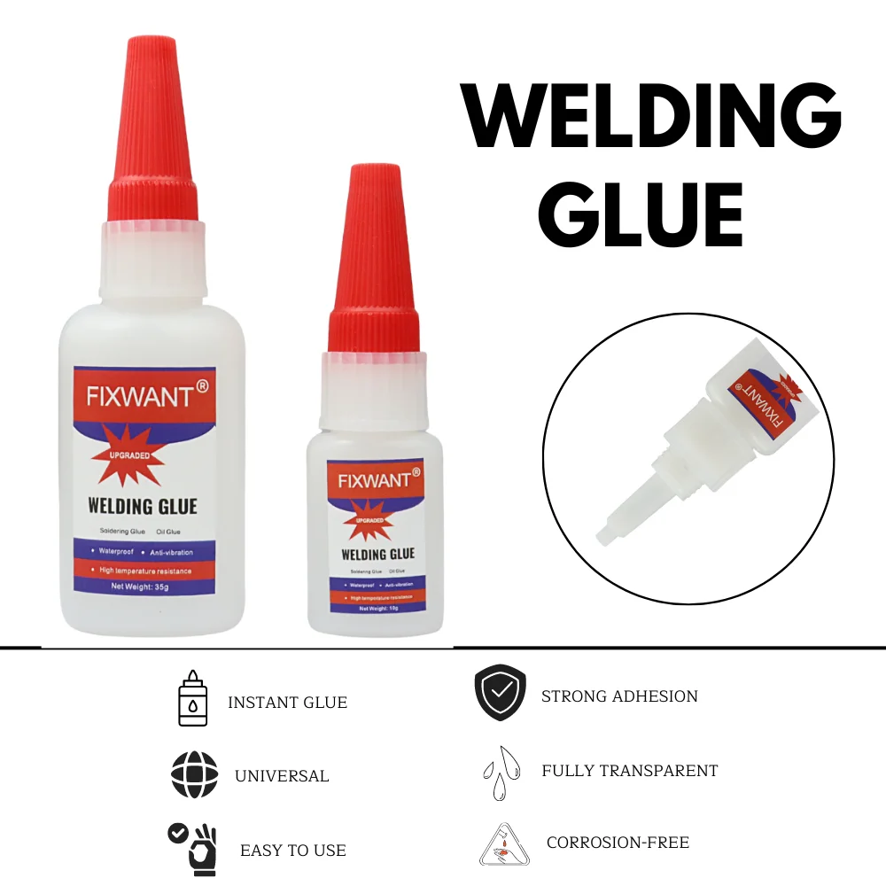 FIXWANT 용접 접착제 납땜제, 범용 DIY 플라스틱 목재 금속 고무 타이어 수리, 강력한 접착제, 10g/35g