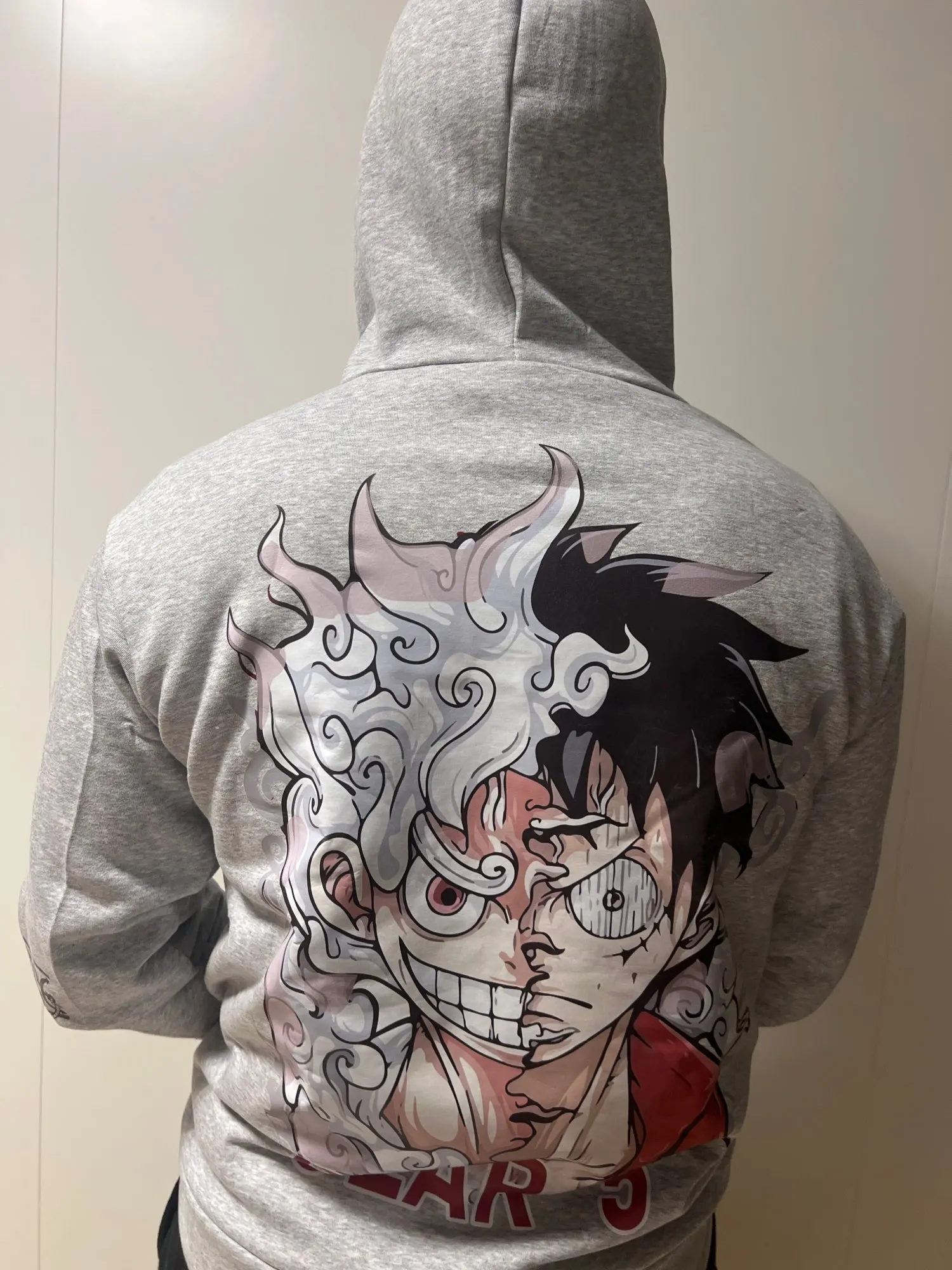 One Piece Gear 5 Luffy Hoodie – Zip-Up Anime Jacket with Sleeve Graphics (Multiple Colors)