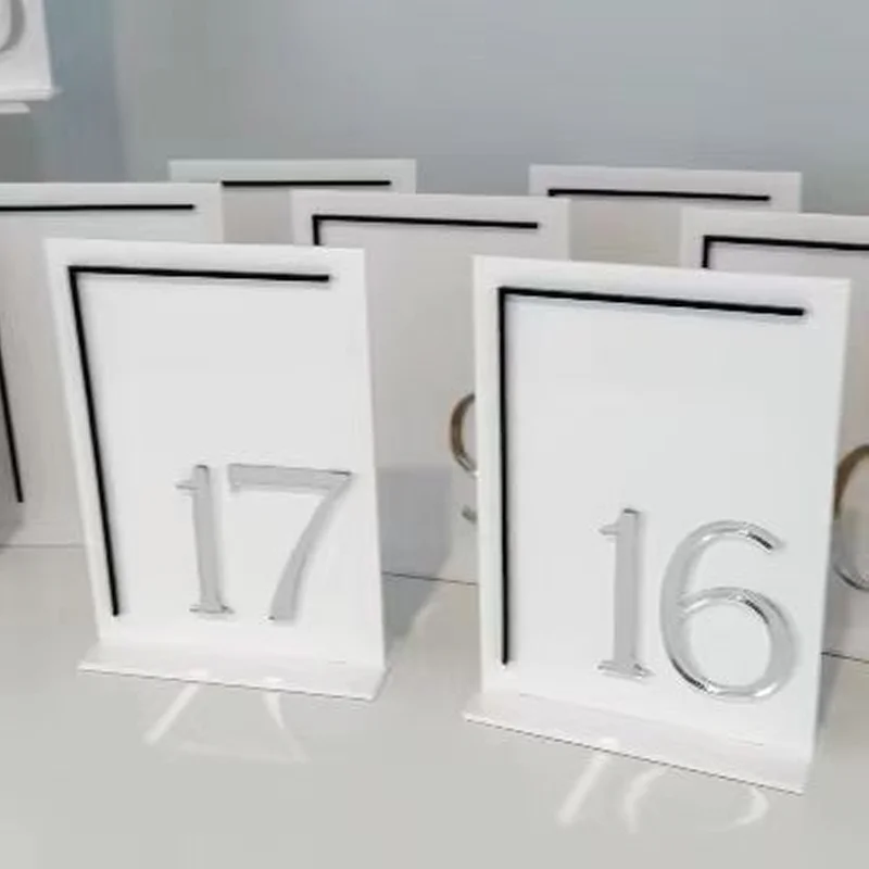 

3D Black Silver Mirror Table Signs Wedding Table Numbers Wedding Modern Party Event Luxury Decor Acrylic Table Numbers