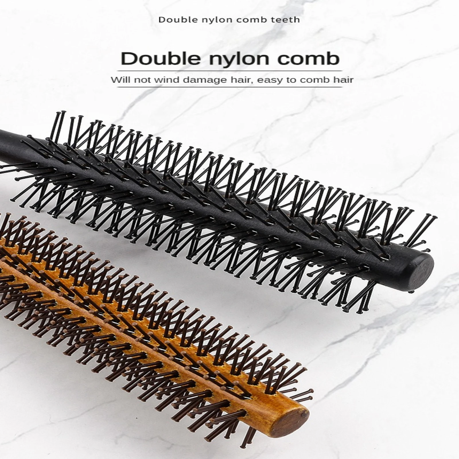 1 Piece Small Round Hair Brush for Thin or Short Hair Mini Round Nylon Hair Brush With Wooden Handle for Men & Women hair brush hair styling brush