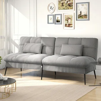 COMHOMA Fold-out Futon Cover Sofa Sleeper Sleeper Fits divano ad angolo divano a 3 posti per ospiti con tessuto schienale regolabile 1