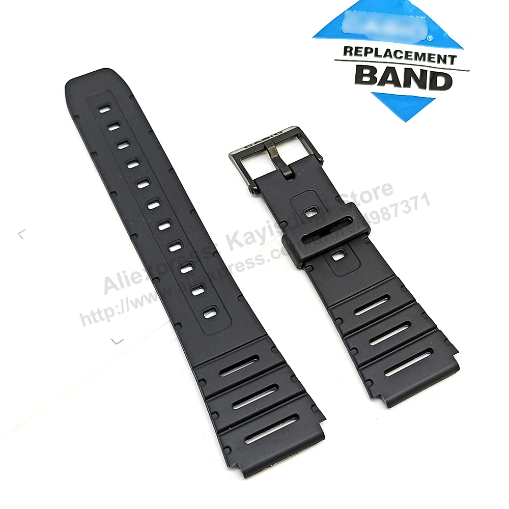 Cinturino Di Ricambio In Gomma Nera Originale Casio Ca-53W , Ca-61W , Ft-100W , W-520U , W-720Mv , W-720 , W-722 - 20Mm