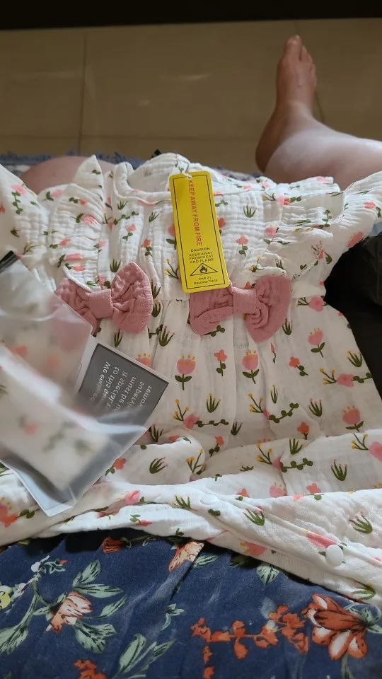 Baby Floral Bow Long-Sleeve Jumpsuit & Headband Set, 0–6M photo review