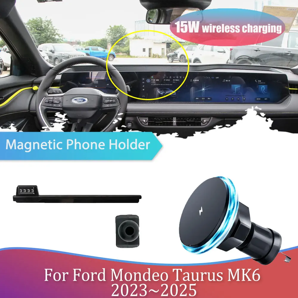 15W Car Phone Holder For Ford Mondeo Taurus MK6 ~ Screen Magnetic GPS Support Base Wireless Charging Accessories iPhone