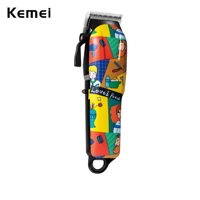 

Kemei Professional Fade Hair Clipper Graffiti Hair Cutting Machine Men Adjustable Haircut Cordless Barber Rechargeable Trimmer