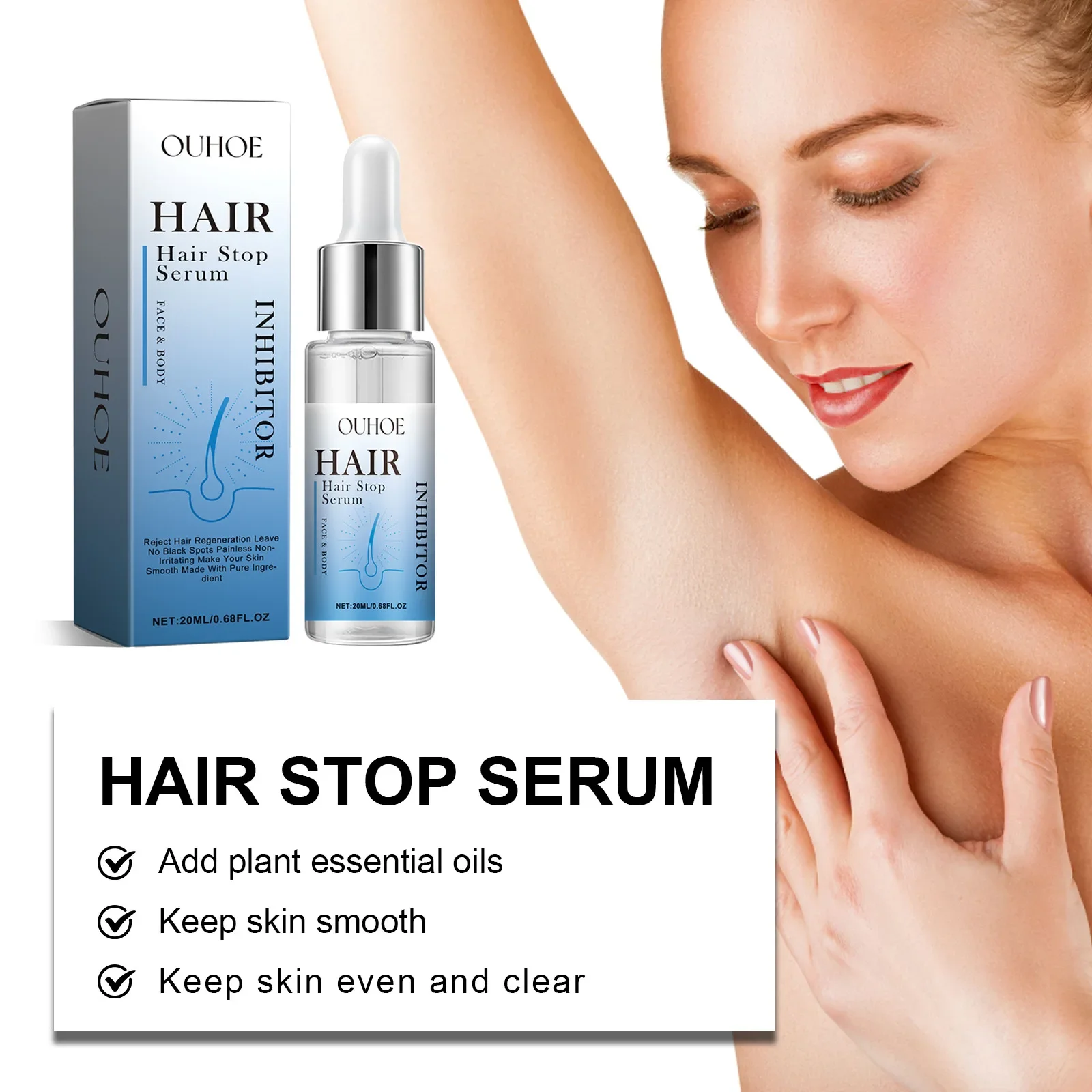 Permanent Hair Inhibiting Serum Stop Hair Growth Body Underarm Legs Arm Moisturize Wh-itening Powerful Painless Depilatory Serum 6