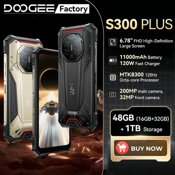 Version globale du DOOGEE S300 Plus 5G, téléphone robuste 6,78" avec intelligence artificielle Gemini, éclairage LED, processeur Dimensity 8300, 48 Go + 1 To, batterie 11 000 mAh, smartphone Android 16