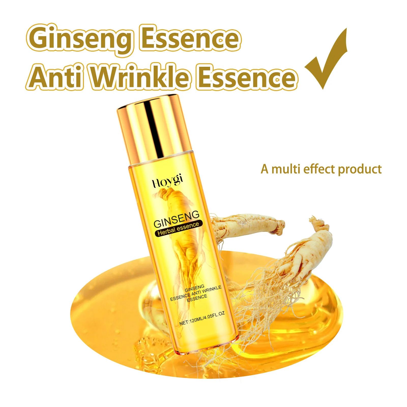 Hoygi 120ml Ginseng Anti Wrinkles Face Serum Fade Fine Lines Repair Face Dullness Hydration Brighten Moisturizing Facial Serum 4