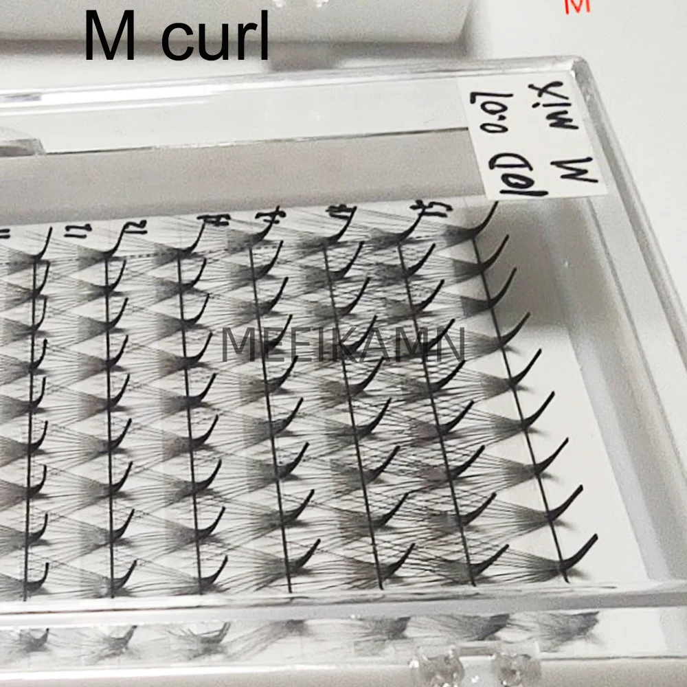 800 Fächer C Curl 0,07 3D Mix Pointy Base Pro Wimpernverlängerung Weicher langer kurzer Stiel Promade Lash Extension Fans Narrow Loose Fan – Detail 9