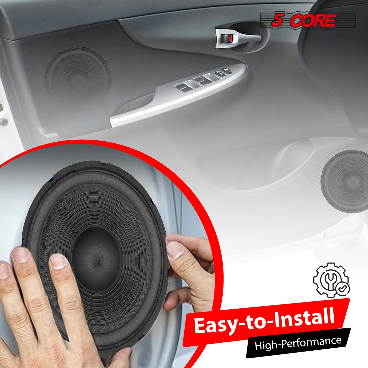 5 Core 15 Inch Subwoofer 450 Watt Car Audio Sub Woofer Pair 4 Ohm w Deep Bass Replacement Loud Speaker 6