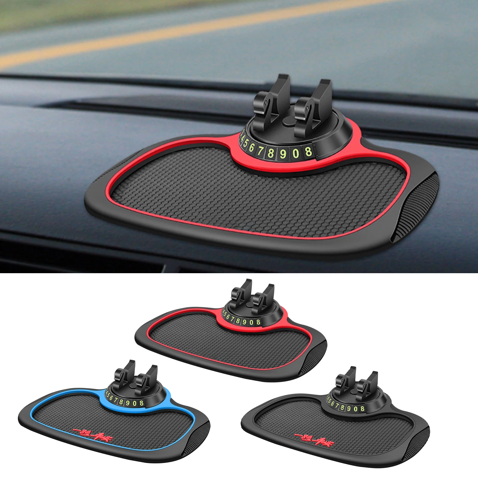 Tappetino Antiscivolo 4 In 1 Per Auto - Supporto Telefono Regolabile E Targa Numero