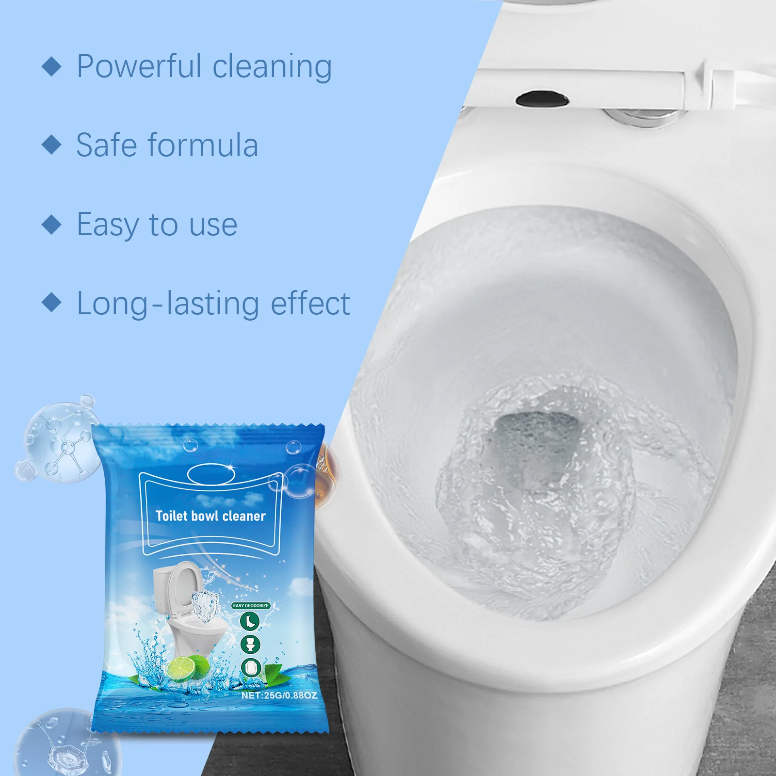 Jakehoe 6pcs Toilet Bowl Cleaning Powder Urine Yellow Dirt Remover Tank Deodorant Air Refreshing Toilet Cleaning Foaming Powder