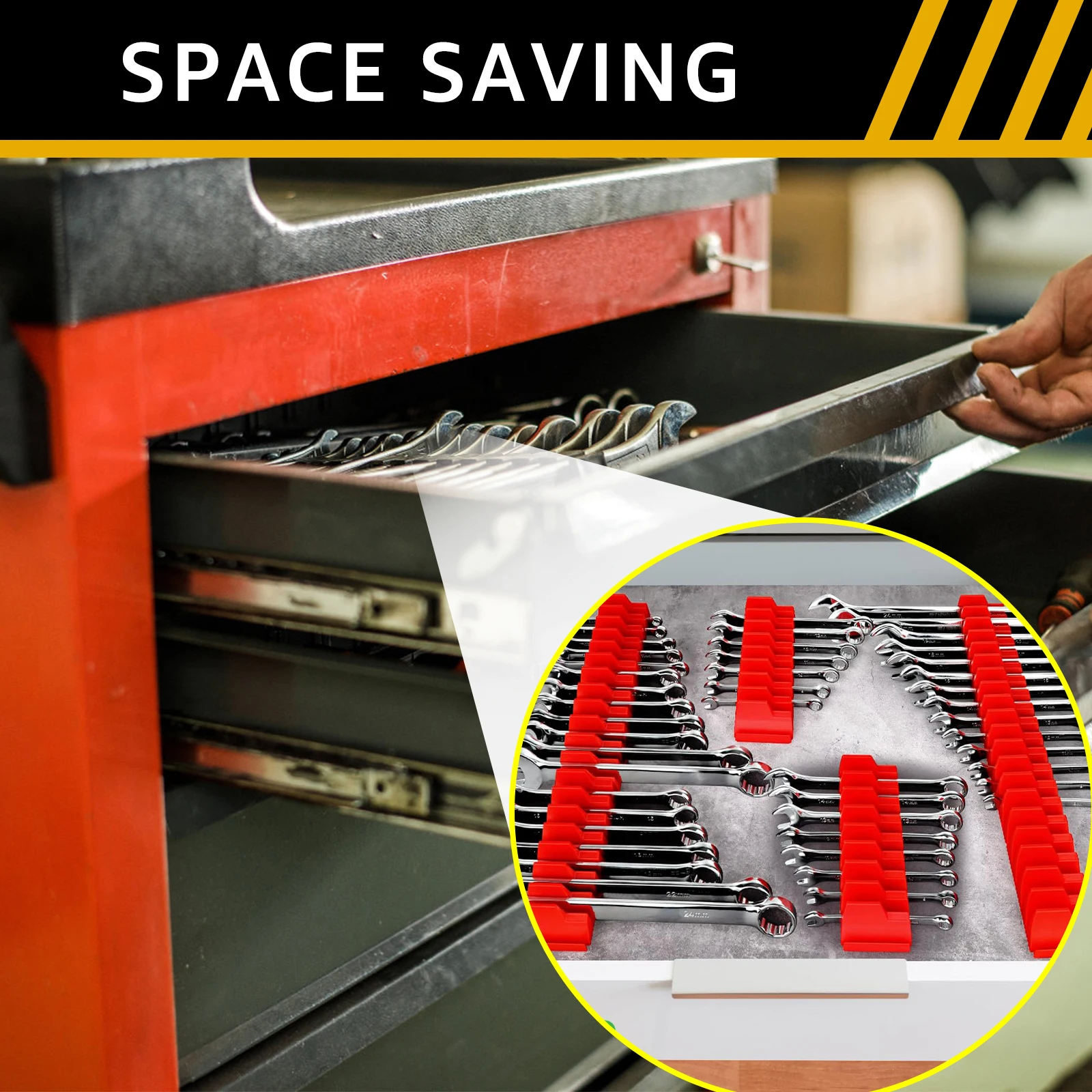 Magnetic Wrench Organizer Rack for Toolbox Magnetic Wrench Holder Wrenches Drawer Storage Shelf 23 PCS Compact ABS Holder wrench organizer