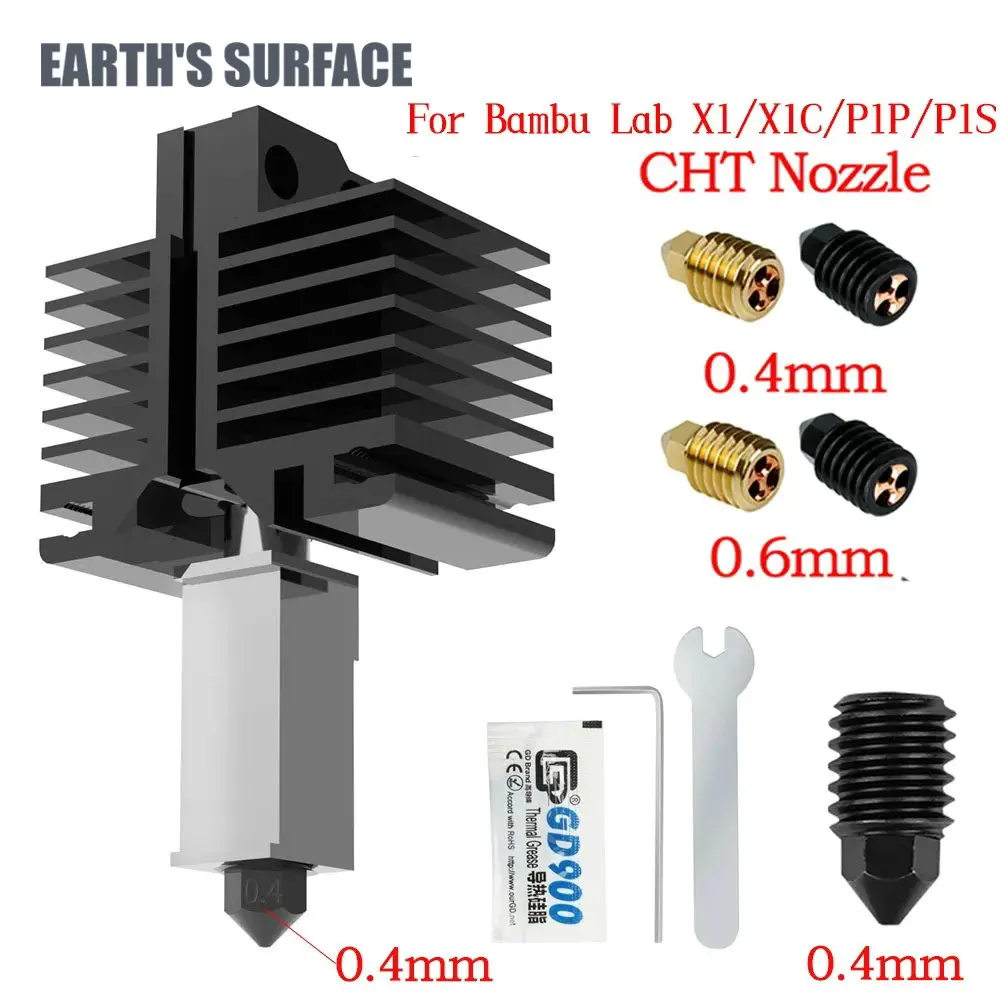 

ES-3D Part 500℃ Upgraded For Bambu Lab 3D Printer X1/C P1P/S Hotend Kit Detachable Combo Hotend Hardened Steel Brass CHT Nozzle