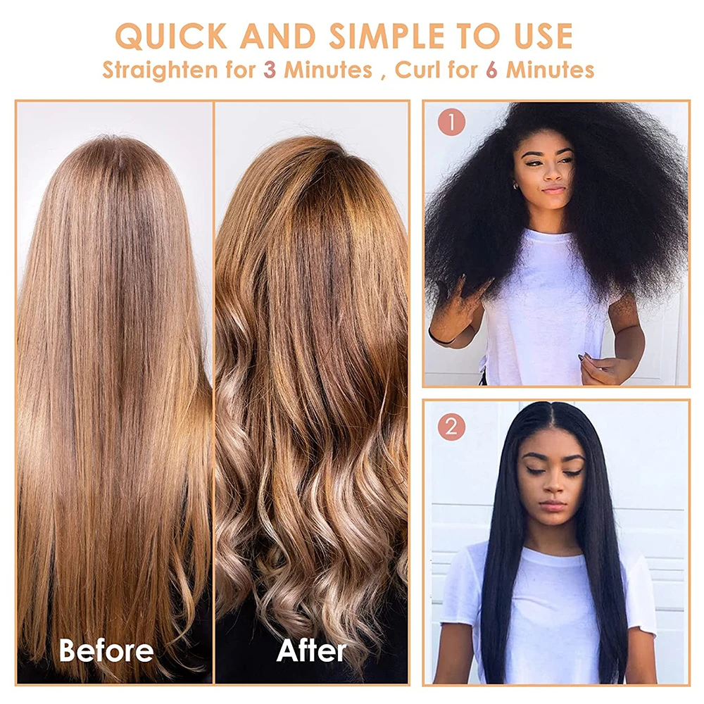 Electric Hot Heating Comb 3-in-1 Hair Straightener Hair Smooth Flat Iron Straightening Brush for wigs Curling Iron 2