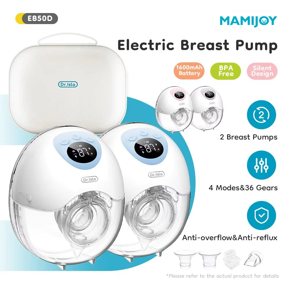 MAMIJOY 2 قطعة مضخة الثدي يمكن ارتداؤها سوبر صامت الأيدي الحرة مضخة الثدي الكهربائية الراحة الحليب جامع للرضاعة الطبيعية BPA الحرة