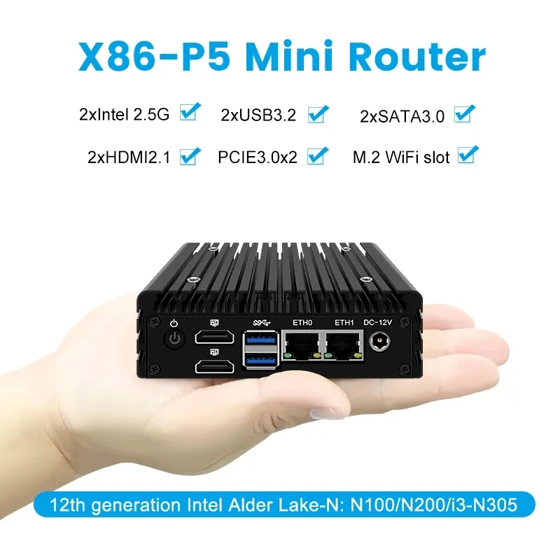 Super Deal Mini PC Intel Alder Lake N305 Micro Computer with Dual HDMI 2.1 4K RJ45 Ethernet 2*USB3.2 Fanless Household Use 2