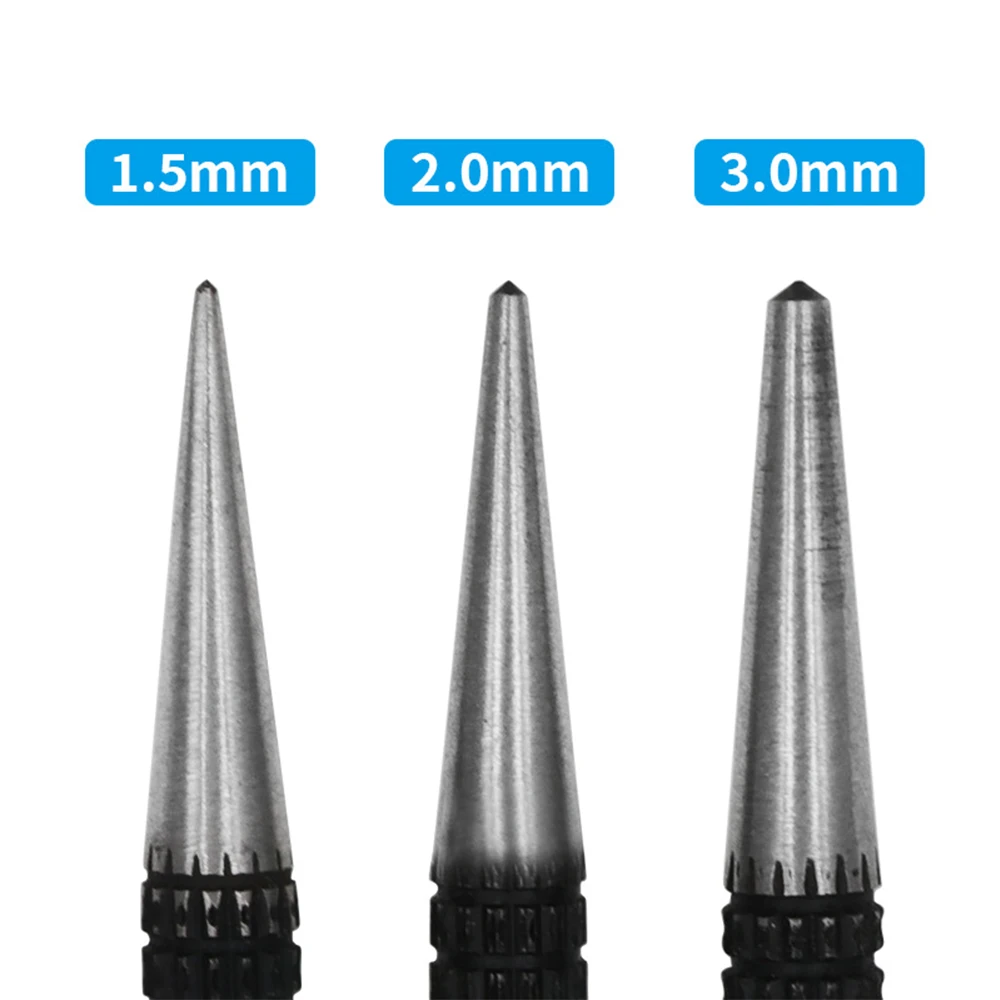 3Pcs 미끄럼 방지 센터 핀 펀치 세트 합금강 금속 목재 드릴링 도구 용 1.5/2/3mm 고 탄소강 센터 펀치