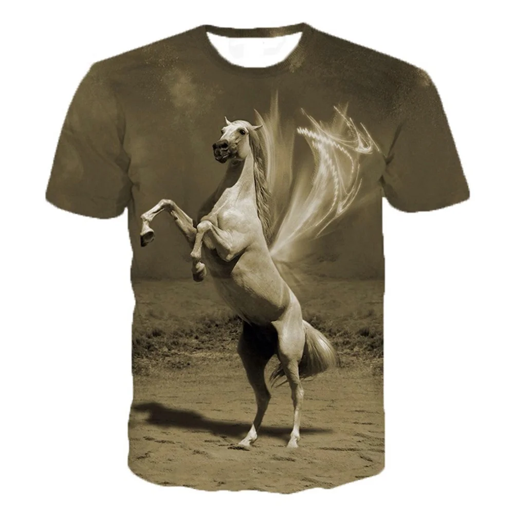 Girls' 3d Animal Horse T Shirt Short Sleeve Polyester Kids 3-12 Years Clothes For Teen Girl Free Shipping Boy Child Clothing Tee images - 6