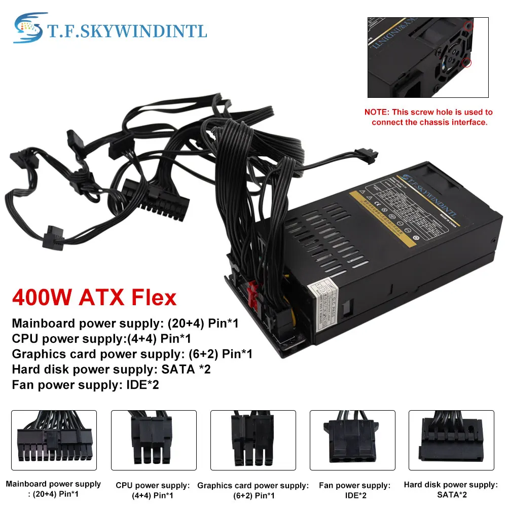 Skywindintl 1u Mini Flex Atx Unidade de Alimentação 400w 600w Watt Modular Psu Cabo para Itx Jogo Desktop Ativo Pfc t. f.
