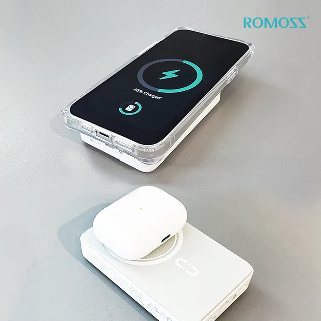 무선 충전이 가능한 Romos 맥세이프 고속 무선 충전 보조 배터리