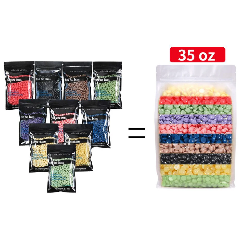 Wax Beads Hair Removal,Wolady 1000g Painless Hard Wax Beans,Hot Kit with 20 Applicators for Full Body, Face & Bikini Areas