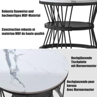 Ensemble de 2 tables basses rondes Superaly, table d'appoint empilable avec cadre en métal noir en forme de V et motif marbré, table de canapé moderne 7
