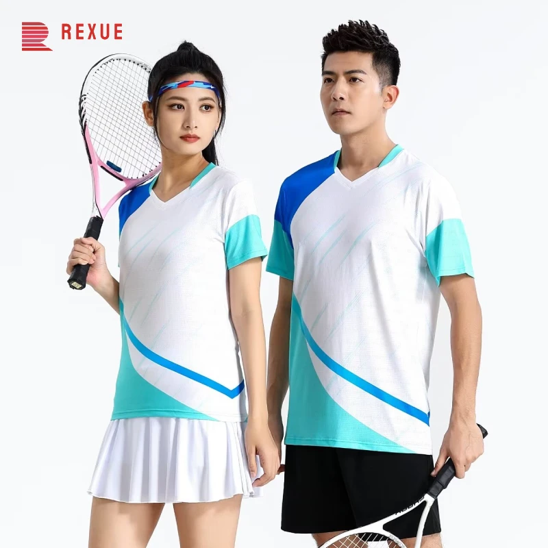 

Высококачественная одежда для тенниса быстросохнущая Мужская и женская рубашка для бадминтона 2024 Спортивная футболка с короткими рукавами и круглым вырезом