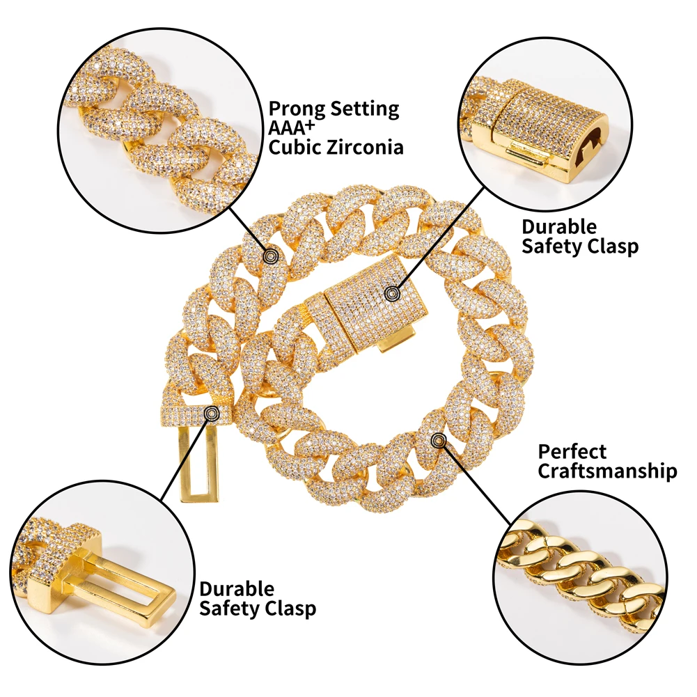 UWIN 14mm Cuban Chain Bracelet AAA Iced Out Cubic Zirconia Bracelets for Women Luxury Hiphop Jewelry chain bracelet cubic zirconia bracelet zircon bracelets women bracelet