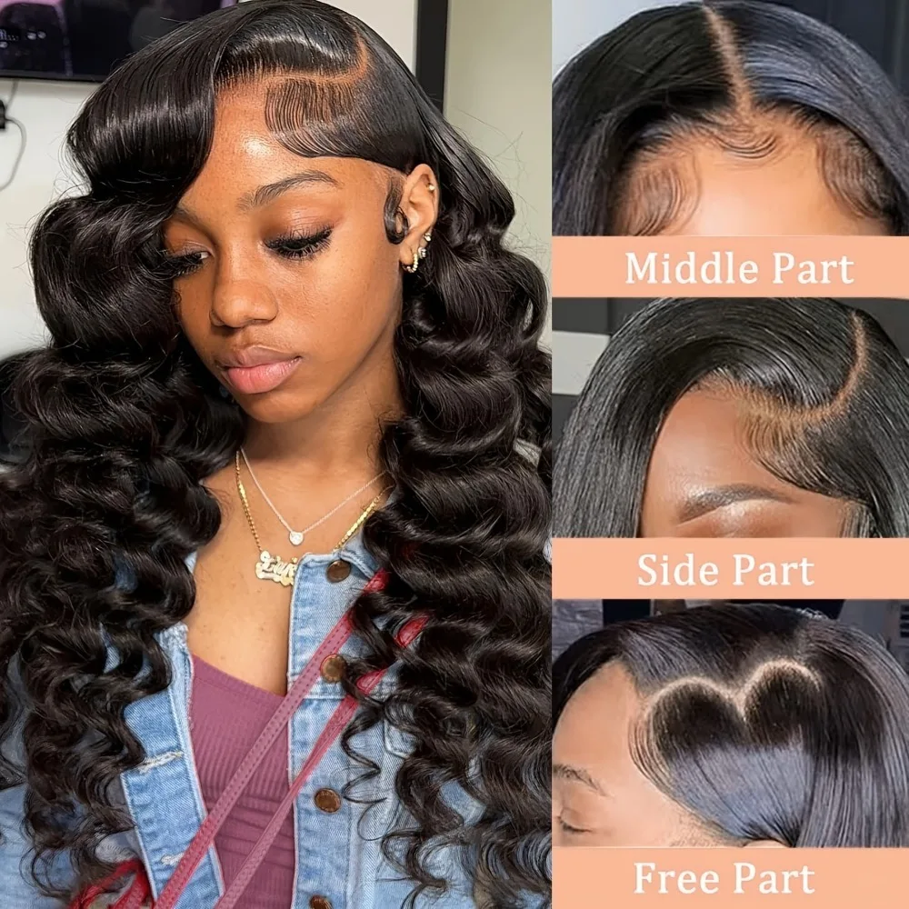 250% Density 4x4 Deep Wave Brazilian Human Hair Wig Brazilian #1B Wear and Go Glueless HD Transparent Lace Pre Plucked Baby Hair 6