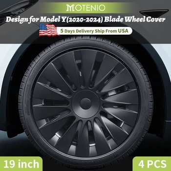 4PCS Design for TESLA Model Y 2020-2024 Vehicle Full Coverage Blade Wheel Cover Cap 19 Inches Hubcaps Automobile Accessories 1