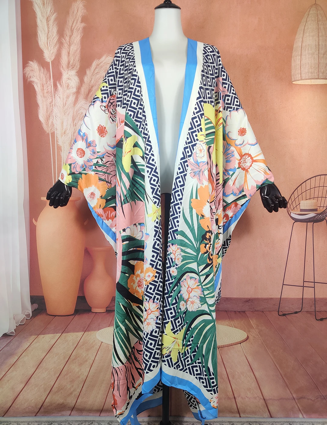 New Europe Printed 2022 Summer Bohemian Sexy Lady Beach Bikini Cover Up Causal African Fashion Muslim Women Long Kimonos 2022 luxury fashion women viscose scarf navy blue geometric dot tassel hijab shawls and wraps lady foulards echarpe muslim sjaal