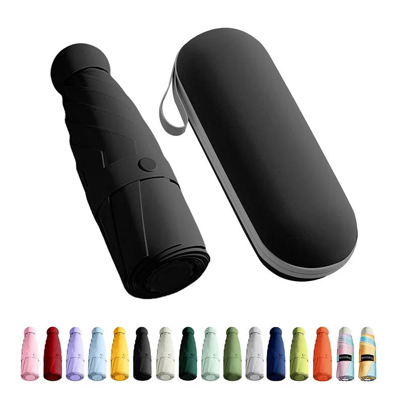 Anti-UV Enlarged Dual-purpose Sun umbrella Small Umbrella UV Sunscreen Black rubber Mini Capsule Umbrella Backpack umbrella