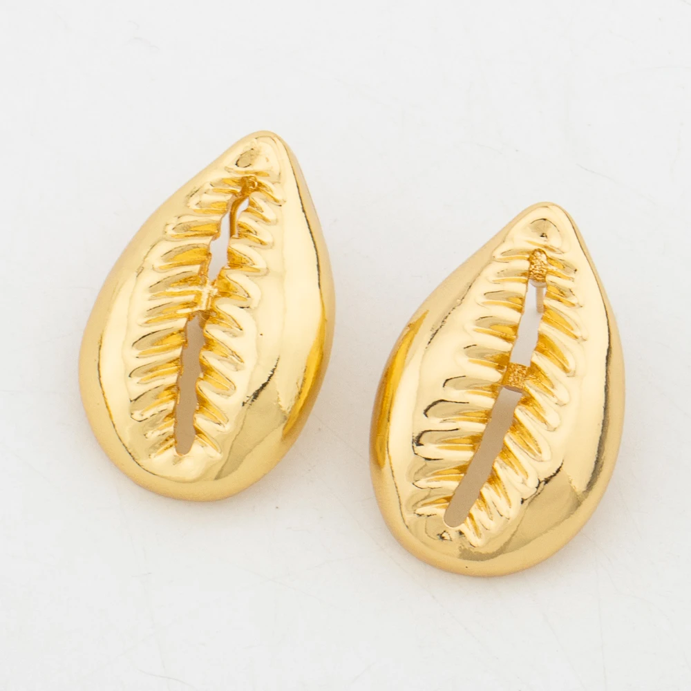 Conjunto de jóias banhado a ouro 18k para mulheres, forma de concha africana, brincos, pingente, pulseira, anel, Dubai, árabe, turco, design, cobre