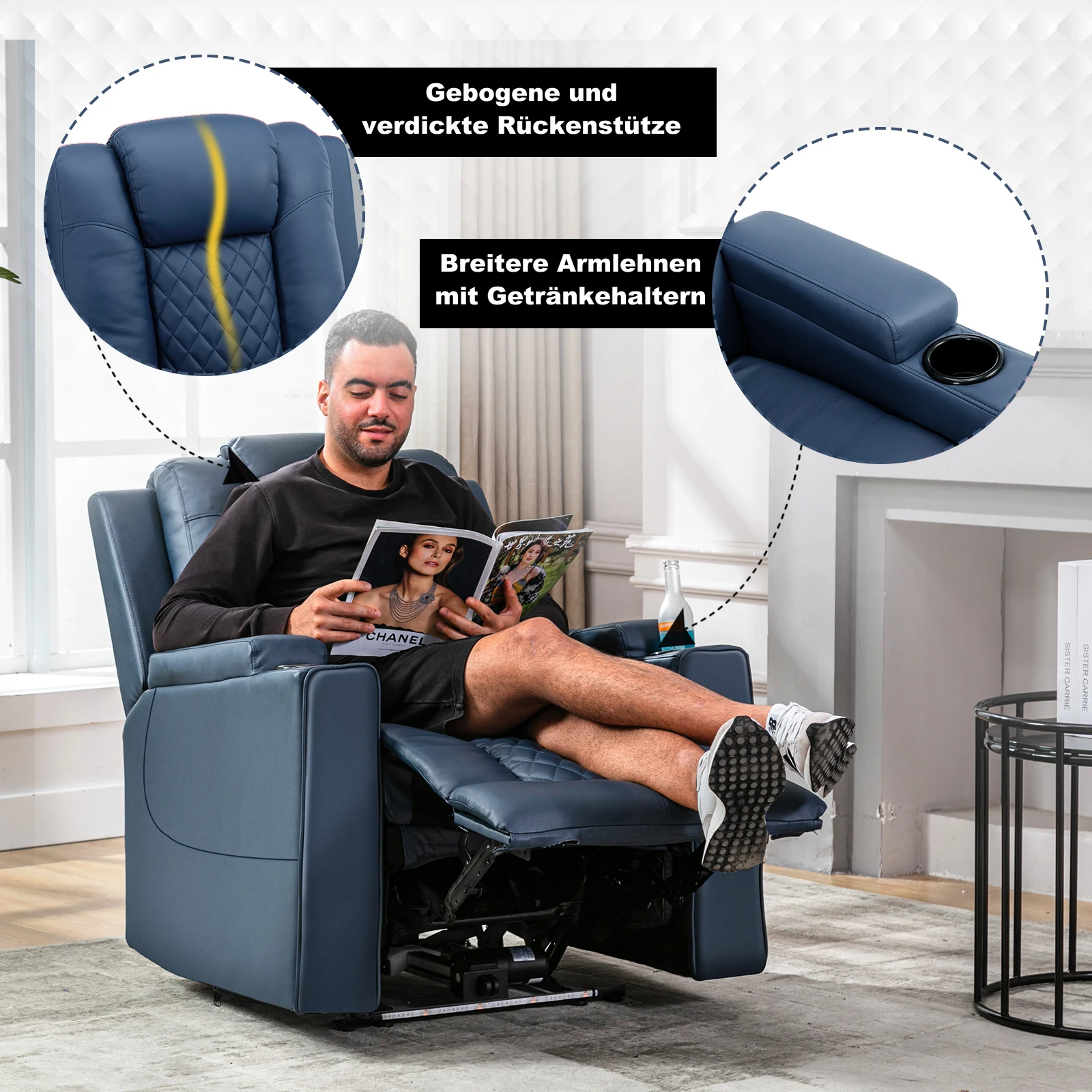 Fauteuil De Massage Chauffant Inclinable – Relaxation TV, Noir FCH (neuf)