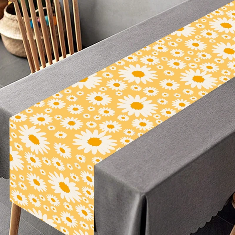 Daisy Table Runner Happy One Birthday Party Decorations Kids Favors Gifts Kitchen Dining Table Covers Girls Baby Shower Supplies 2