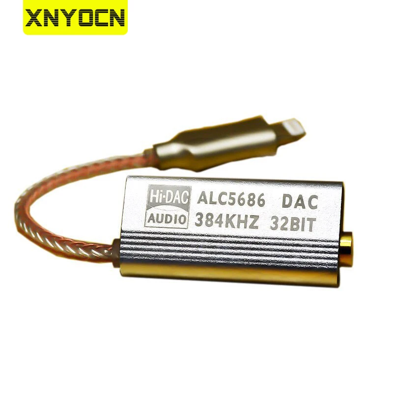 Xnyocn ALC5686 DAC декодирование 3,5 мм HIFI адаптер для наушников кабель устройство звуковой усилитель 32 бит/384 кГц для iPhone IOS Lightning