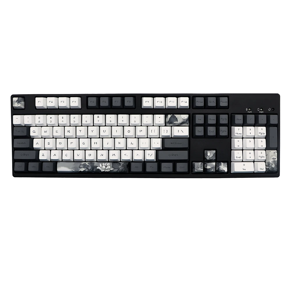 

140 Keys Ink Lotus Flowers Keycap OEM Profile PBT Dye Sublimation Mechanical Keyboard Keycaps For MX Switches 61/64/68/87/104