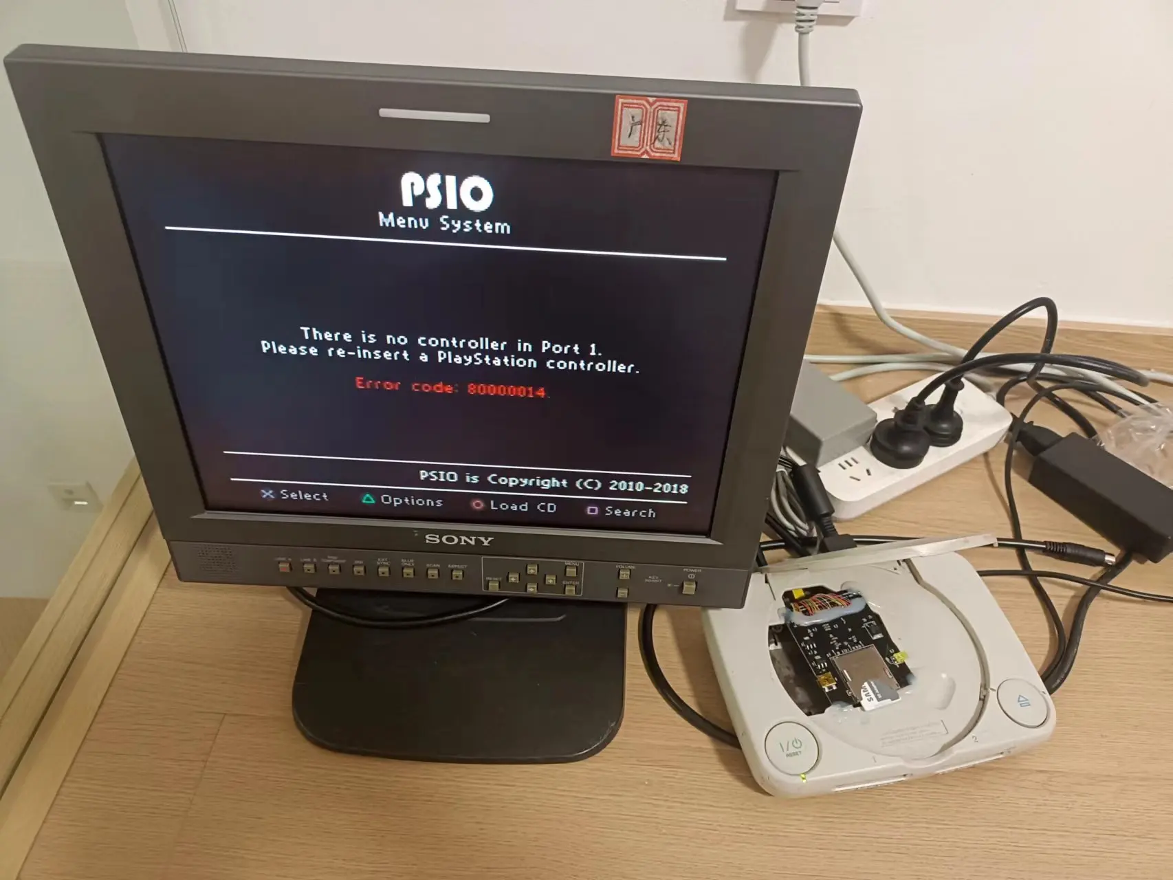 Original PS1 with psio installed Unable to read the CD-ROM drive Memory card not included PAL Version