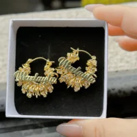 Custom Name Wrap Earrings with Tennis Chain for Women