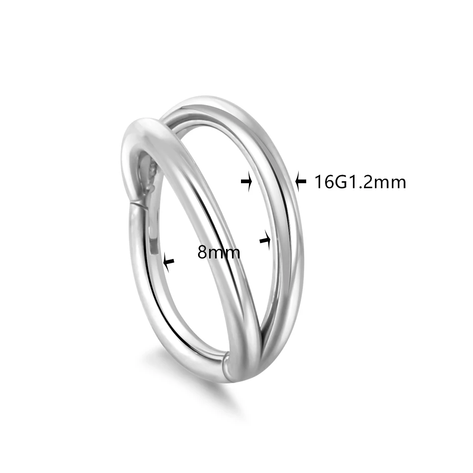 Titanium Nose Ring 1/5pcs Double Hoop 20G 18G 16G Septum Clicker Hinged Segment Ring Ear Cartilage Conch Tragus Helix Jewelry