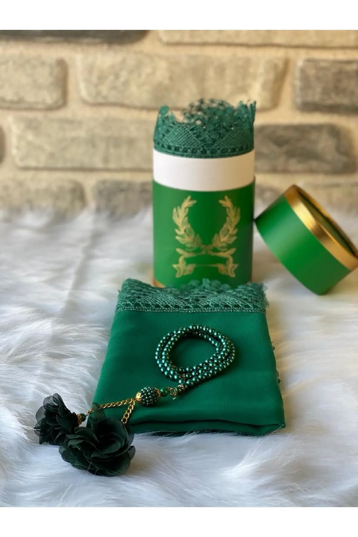 Fashion Boxed Shawl Rosary Set Color Option Is Useful Gift Dowry Wraps Stylish Glossy Textured Müslim Lace Embroidered Woman