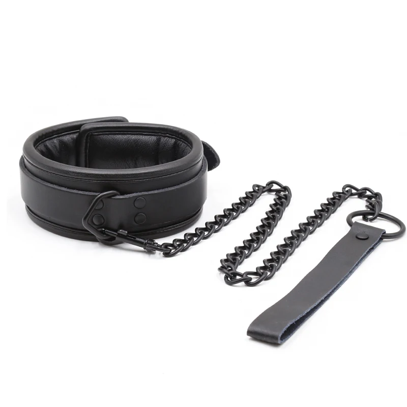 BDSM Bondage Collar Genuine Leather And Iron Chain Link Metal Hole Slave Collars For Women Sex Toys For Couples Sex Restraints
