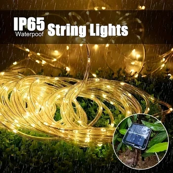 LED Solar String Lights Garden Waterproof Tube Rope Lamp Christmas Garland Fairy Lights For Outdoor Holiday Decoration Lighting 4