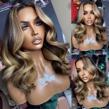 Dark Rooted #4/27 Highlights Brown Blonde Body Wave 100% Human Hair Wig 200% Full Density 5x5 Silk Base Lace Wigs For Women