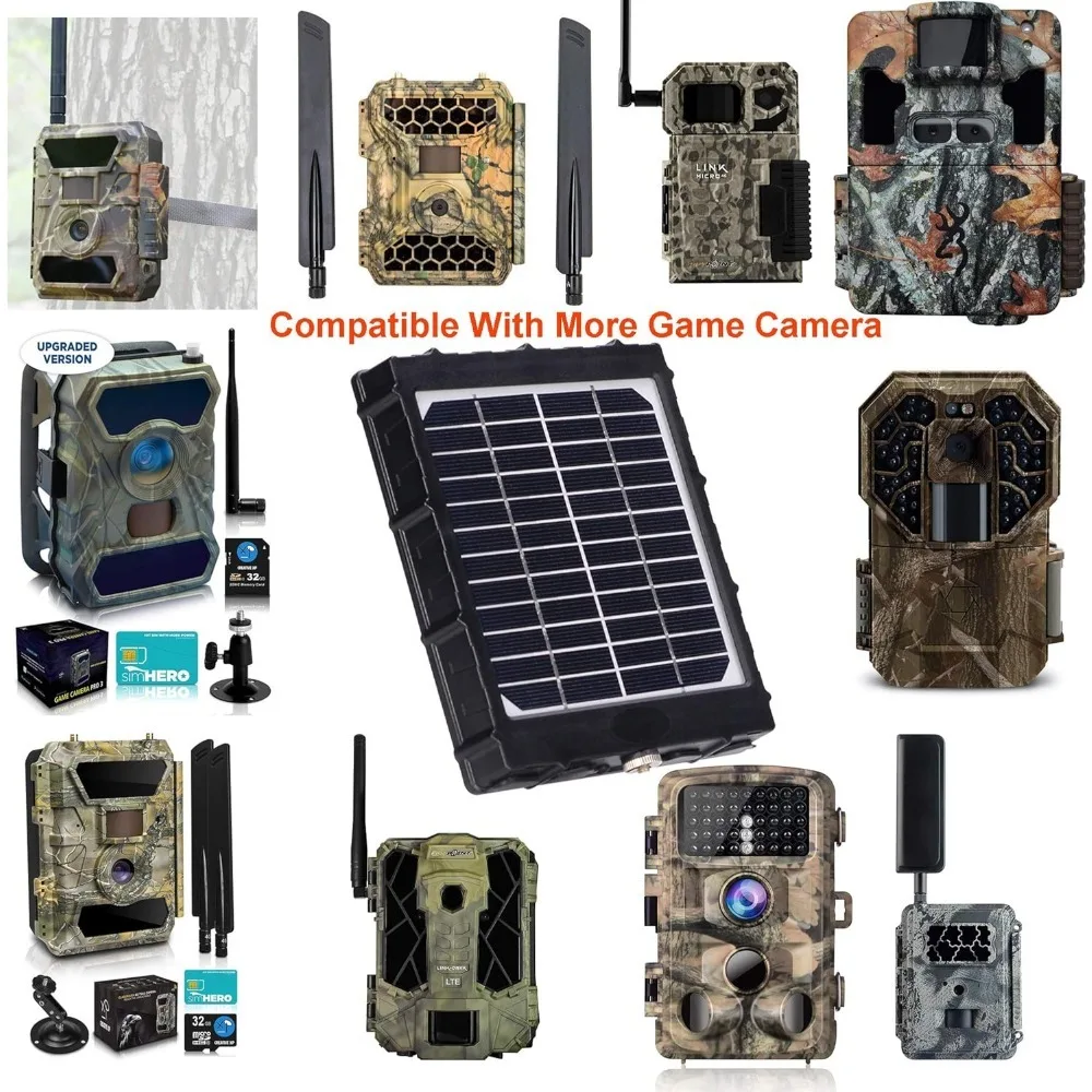 Trail Camera Solar Panel Solar Battery Charger Kit 12V/1.2A 9V/1.6A 6V/2.4A with Build-in 8000mAH Battery for Hunting Camera