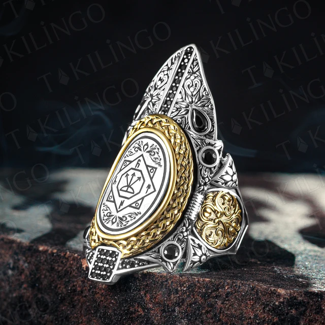 Sterling Silver Dirilis Ertugrul Gazi Osman Bey Thumb Rings Men Jewelry  Plain Turkish Special Zihgir Large Crescent Moon Cluster From 84,18 € |  DHgate